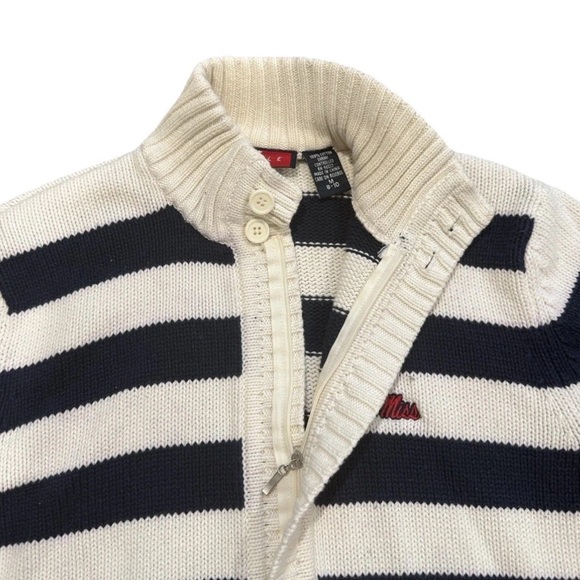 Vintage Ole Miss Rare Embroidered Cable Knit Jacket College Football Stripe Med - Picture 4 of 16